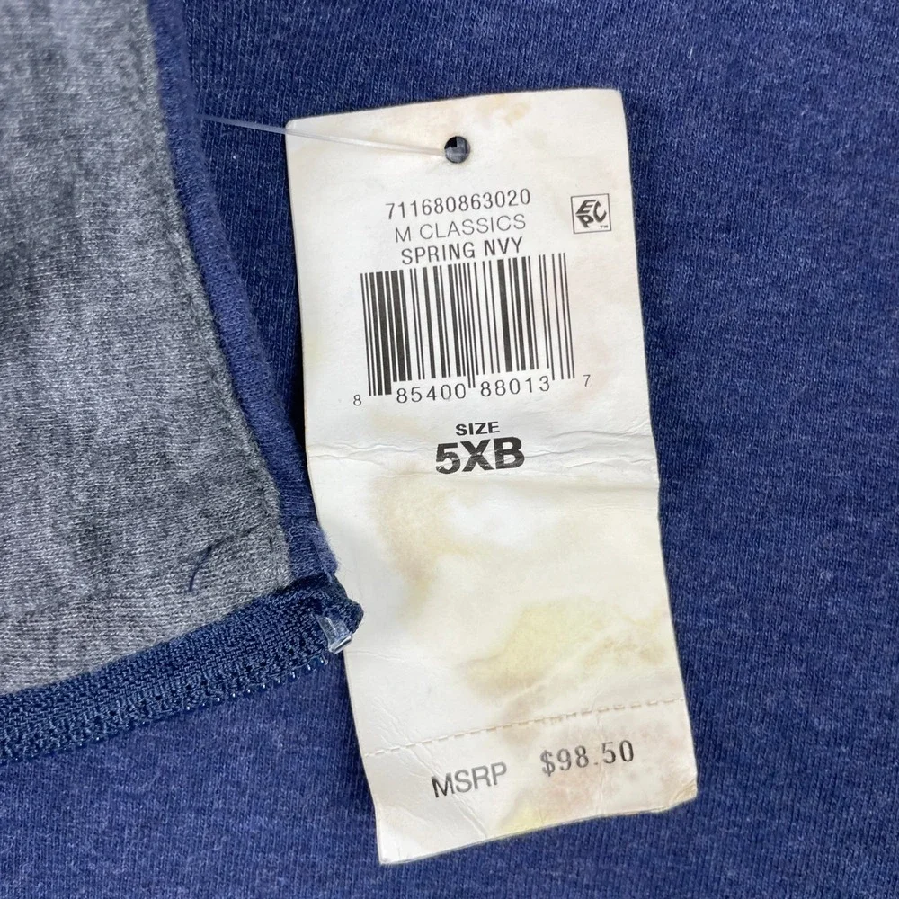 Polo Ralph Lauren Pullover Mens 5XB Navy Rayon Blend Quarter Zip Sweatshirt NEW